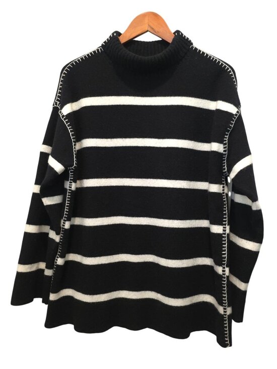 Alice + Olivia Sweaters - Alice + Olivia BOBBIE Black & White Striped Wool-Cashmere Blend Tunic Sweater M
